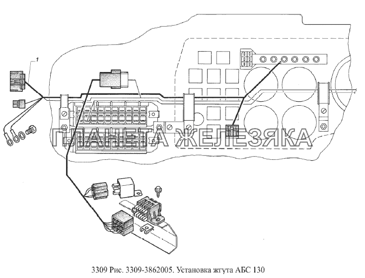 Установка жгута АБС 130 ГАЗ-3309 (Евро 2)